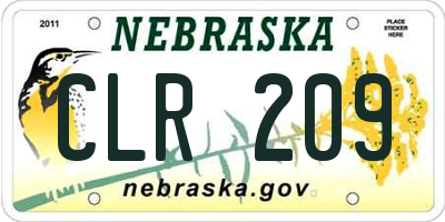 NE license plate CLR209