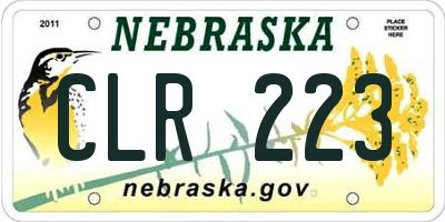 NE license plate CLR223