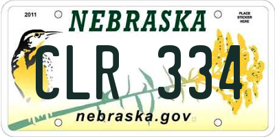 NE license plate CLR334