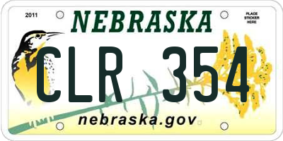 NE license plate CLR354