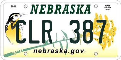 NE license plate CLR387