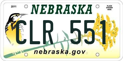 NE license plate CLR551