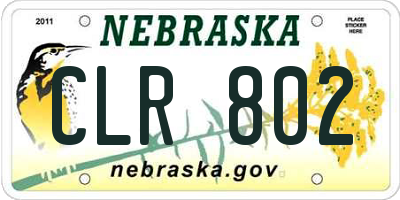 NE license plate CLR802