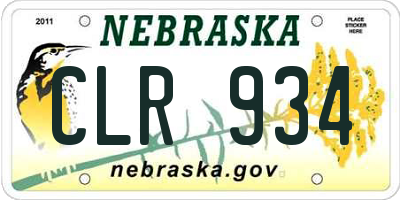 NE license plate CLR934