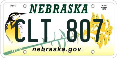 NE license plate CLT807