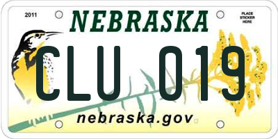 NE license plate CLU019