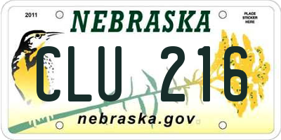 NE license plate CLU216