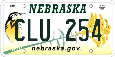 NE license plate CLU254