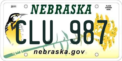 NE license plate CLU987