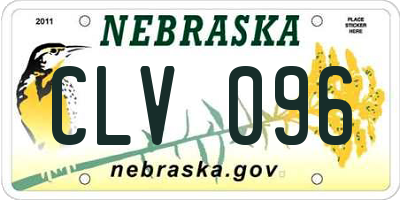 NE license plate CLV096