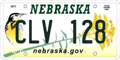 NE license plate CLV128