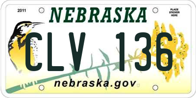 NE license plate CLV136