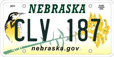 NE license plate CLV187