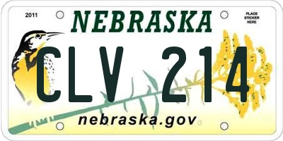NE license plate CLV214