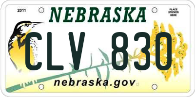 NE license plate CLV830