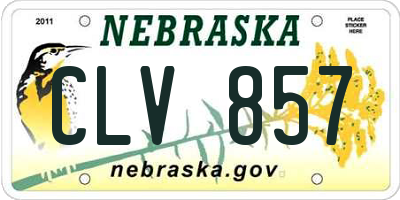 NE license plate CLV857