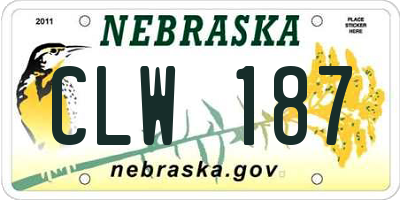 NE license plate CLW187