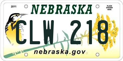 NE license plate CLW218