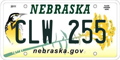 NE license plate CLW255