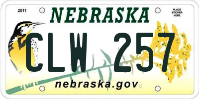 NE license plate CLW257
