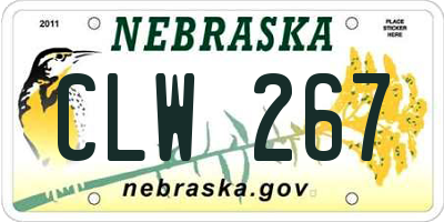 NE license plate CLW267