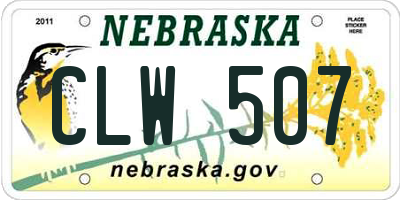NE license plate CLW507