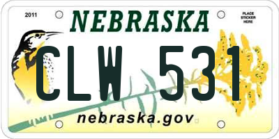 NE license plate CLW531