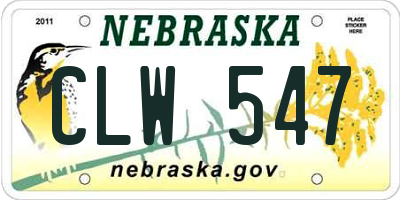 NE license plate CLW547