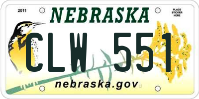 NE license plate CLW551