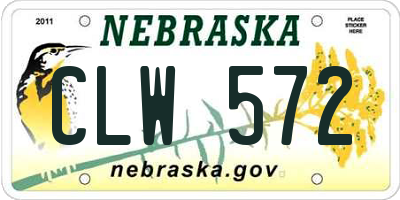 NE license plate CLW572