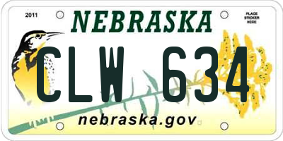 NE license plate CLW634