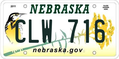 NE license plate CLW716