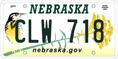 NE license plate CLW718