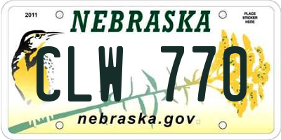 NE license plate CLW770