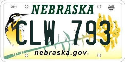 NE license plate CLW793