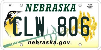 NE license plate CLW806