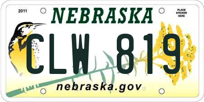 NE license plate CLW819