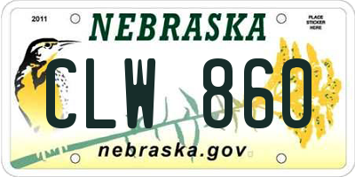 NE license plate CLW860