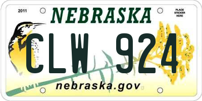 NE license plate CLW924