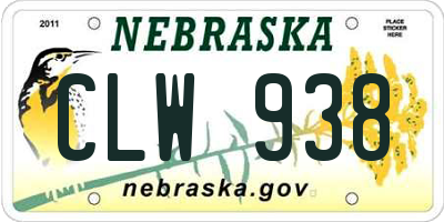 NE license plate CLW938
