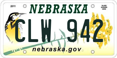 NE license plate CLW942