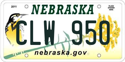 NE license plate CLW950