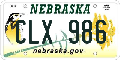NE license plate CLX986