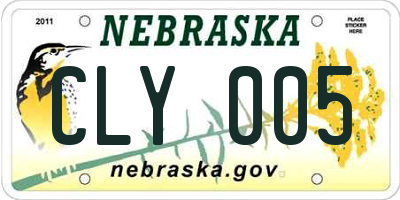 NE license plate CLY005