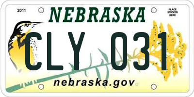 NE license plate CLY031