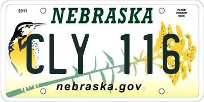 NE license plate CLY116