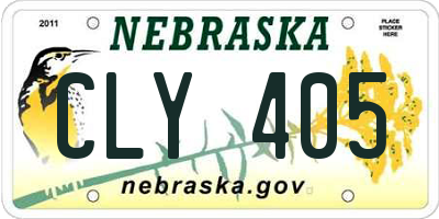 NE license plate CLY405