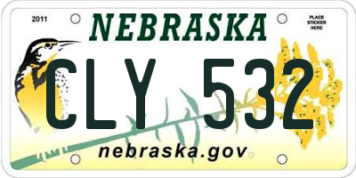 NE license plate CLY532