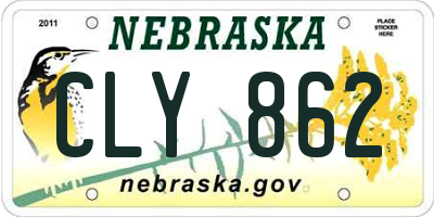 NE license plate CLY862