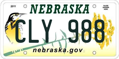 NE license plate CLY988